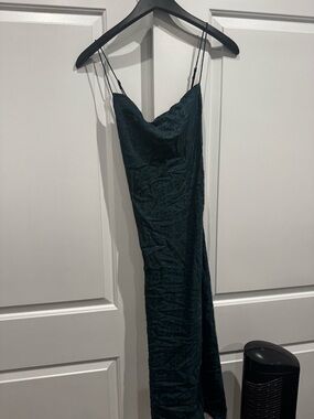 Banana Republic Dark Green Slip Dress with Delicate Spaghetti Straps